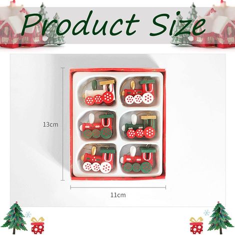 Pendentif Arbre De Noël - Ornements En Bois - Train De Noël Décoratif - Suspension Pour Sapin - Lot De 6 Pièces