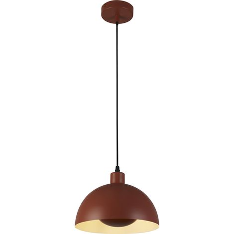 Searchlight Mars Suspension à 1 lampe en forme de dôme, métal orange brûlé et intérieur crème (1/4)