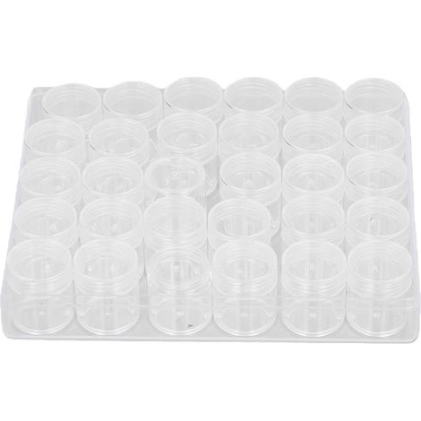 Petits pots ronds transparents en plastique pour ranger perles et bijoux, avec boîte rectangulaire (1/5)