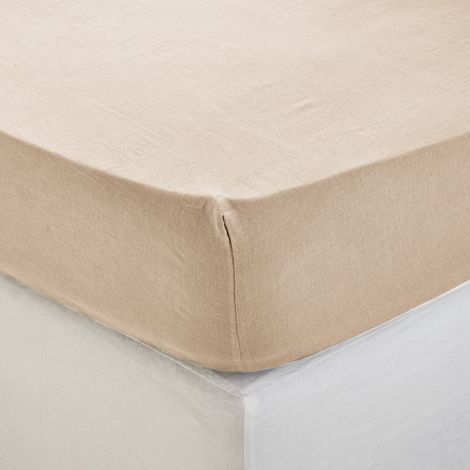 Drap Housse 160x200 cm MADURA - Sable - CARLINA (1/2)