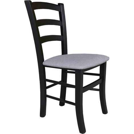 Sedia in legno con seduta imbottita Venezia finitura Nero SET DA 2 (1/3)