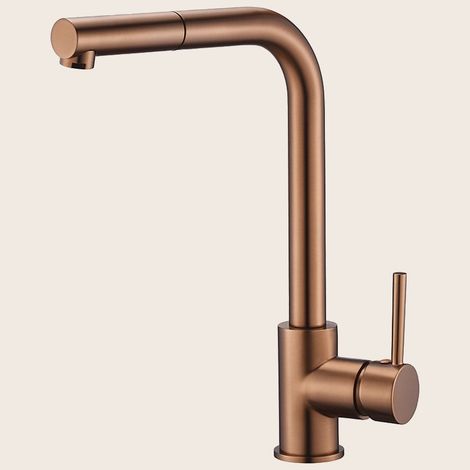 Exagonshop Rubinetto cucina estraibile Linda oro rosa spazzolato