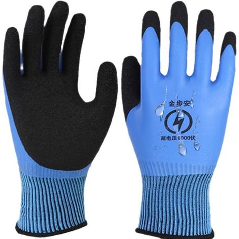 Gants isolants électriques, 1 paire, bleus, résistants à une tension de 1000 V, haute élasticité (1/5)
