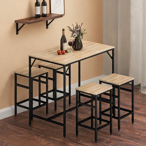 Ensemble table de bar et tabourets en mDF métal 100 x 60 x 88 cm (1/5)