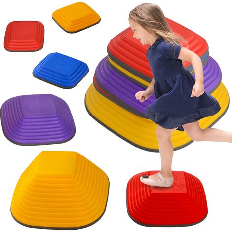 Irovami Pierres d'équilibre pour enfants, 6 pierres de rivière antidérapantes et empilables, parcours d'obstacles pour développer l'équilibre et la motricité. (1/5)