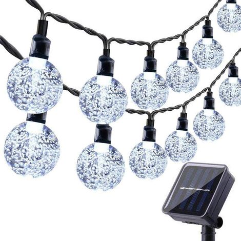 Guirlandes lumineuses solaires de jardin, 56 pi/17 m avec 100 LED, étanches, guirlandes lumineuses à boules de cristal à énergie solaire pour intérieur/extérieur, lumières féeriques décoratives pour