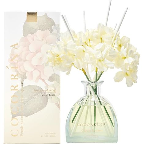 Diffuseur de Parfum, Clean Linen avec 8 Bâtonnets Maison, Decoration pour Chambre, Salon, Salle de Bain (1/5)