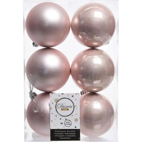 Weihnachtsdekoration decoris Set 6 Kugeln rosa 8 cm