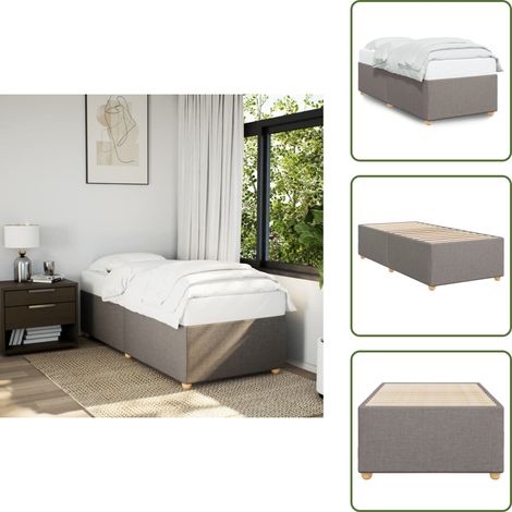 Bettgestell ohne Matratze Taupe 100x200 cm Stoff - Bettes Gestell - Doppelbett - Holzrahmen - Bettrahmen - Schlafraum (1/5)