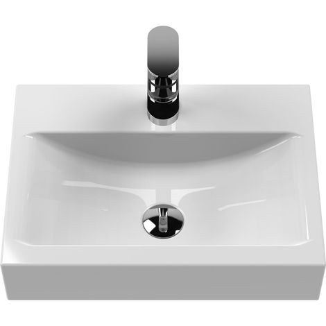 Rectangular 1 Tap Hole Ceramic Countertop Vessel without Overflow - 460mm