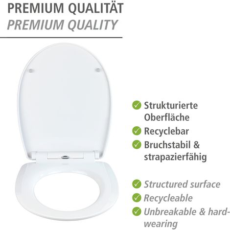 WENKO Copriwater Originale Sereno, Copriwater con freno di caduta, sganciabile, fissaggio in acciaio inox, Termoplastico, 36,5x45 cm, Multicolore (1/5)