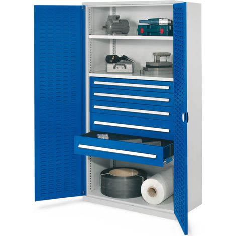 Kappes Schwerlastschränke ohne Mitteltrennwand 1950x1000x600mm Modell 44 Schlitzplattentüren enzianblau