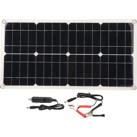 Kit de panneau d'alimentation solaire monocristallin Flexible USB 25W double 5V, contrôleur de chargeur de batterie de voiture (1/5)