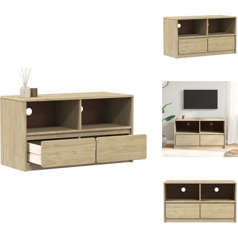 Meuble TV SAUDA chêne 99x43x55 cm bois de pin massif - Meuble Tv - Meuble Televison - Buffet Tv - Meuble Hifi - Mobilier Salon (1/5)
