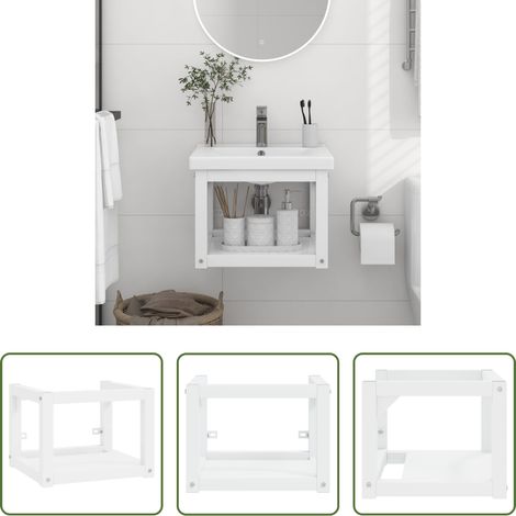 vidaXL Support de lavabo - Cadre de lavabo de salle de bain mural Blanc 40x38x31 cm Fer (1/5)