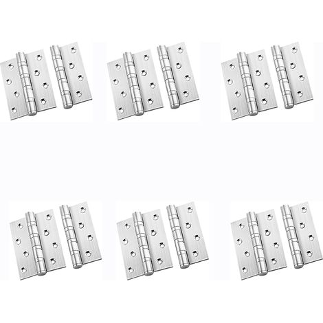 Charnière Charnières de Porte en avec de Vis 100 x 80 mm 6 pièces 48 pièces Acier Inoxydable (1/5)