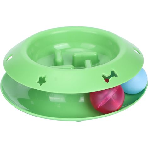 Bol Alimentaire Pour Chat - Bol Ralentisseur Avec Balle Sonore 4 Animaux - Base Anti-dérapante - Plastique Hygiénique - 1 Pièce (1/5)