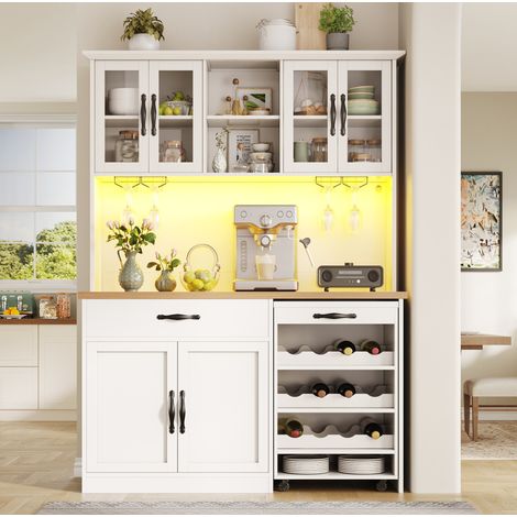 Küchenschrank mit Rollwagen und LED, Weinschrank MDF OKMYHOME (1/5)