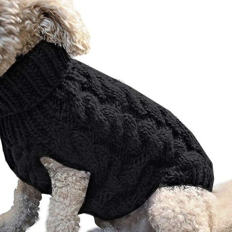 Gilet sans manches chaud pour chien, manteau doux en laine tricotée, pull d'hiver en tricot crocheté pour chiens de petite, moyenne et grande taille - Noir (1/5)