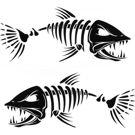 Fischmaul-Aufkleber mit Skelettzähnen, Aufkleber für Angelboot, Kanu und Kajak – Farbe 1
