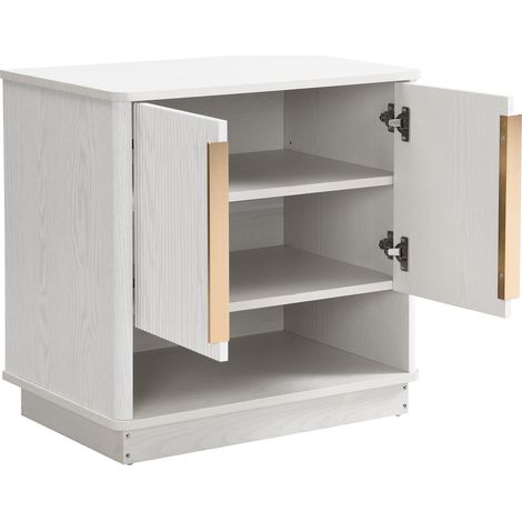 Moderne weiße Schuhkommode mit 2 Türen und offenem Fach 60 x 40 x 61 cm (1/5)