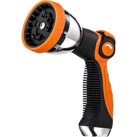 Boquilla para manguera de jardín, 1 manguera de metal, interruptor de control de pulgar, con 10 modos, adecuada para plantas, lavado de autos, limpieza y ducha de mascotas.