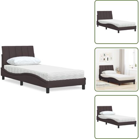 Schlafkomfort - vidaXL Bett mit Matratze "Hanko" Dunkelbraun 80x200 cm Stoff - Kopfteil Kissen (1/5)