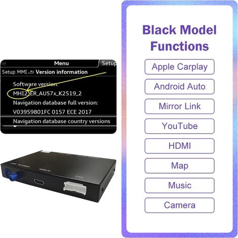 CarPlay sans fil, Android Auto sans fil, Support Mirror Link, 16--18 MHI2 (1/2)