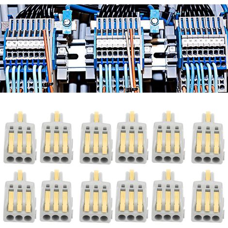 Lot de 20 borniers à connexion rapide de type T, connecteurs à bouton-poussoir, répartiteurs parallèles 1 entrée 3 sorties, gris SPL-F13, jaune (1/5)