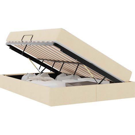 Letto con contenitore e materasso Crema 140 x 200 cm Poliestere vidaXL