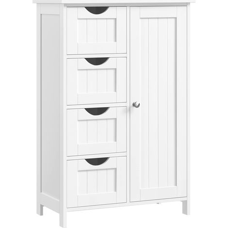 Meuble Salle de Bain Rangement, Commode, avec 4 Tiroirs (1/5)