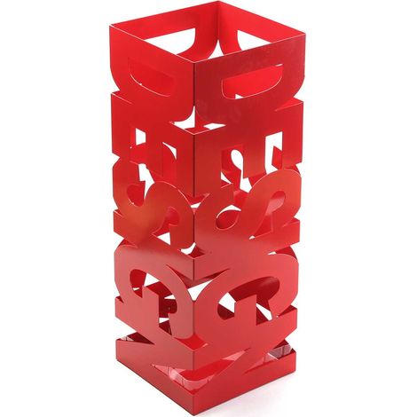 Porte-Parapluie pour l'Entrée, Chambre ou Hall, Porte Parapluie Moderne, Dimensions (H x l x L) 52 x 19 x 19 cm, Métal, Couleur: Rouge (1/5)