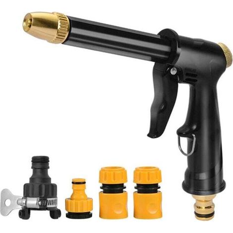 Pistolet À Eau Haute Pression Long Avec Buse Pour Arrosage Plantes Nettoyage Lavage Voiture 4 Connecteurs (1/4)