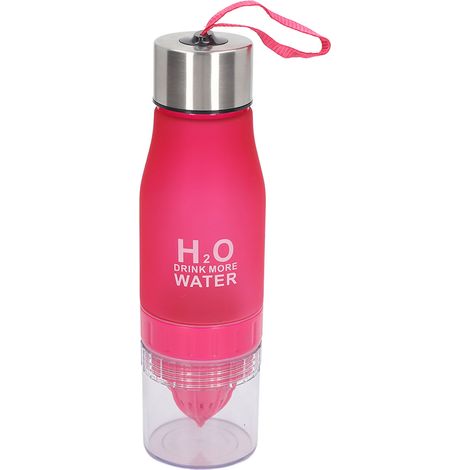Zitronenpresse, Fruchtpresse, tragbare Wasserflasche für Reisen im Freien, auslaufsicher, Unisex, 650 ml, rosa. (1/4)
