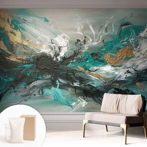 Papier peint intissé décoratif pour salon chambre et cuisine Facile à poser avec colle Tourbillon artistique 312x219 cm (1/5)