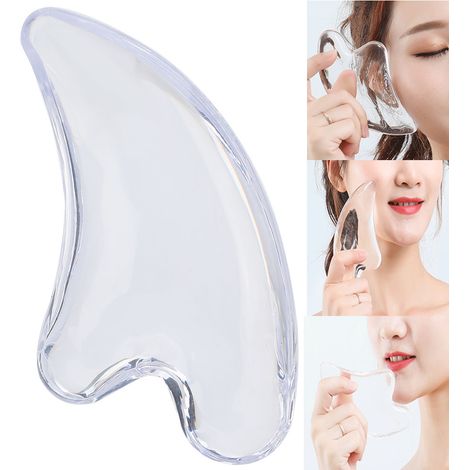 Plaque de gua sha en jade pour soin visage et drainage lymphatique (1/5)