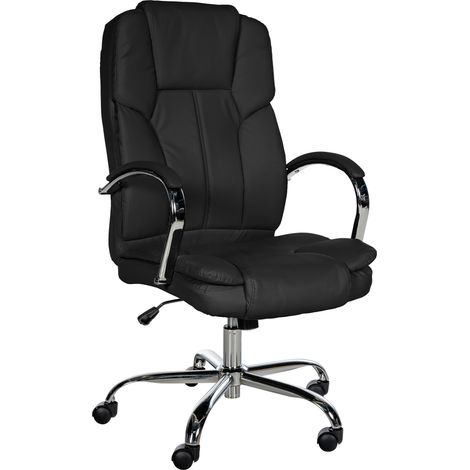 CLP – Fauteuil de bureau XXL Xanthos – Similicuir noir – Capacité de charge 210 kg – Réglable en hauteur – Accoudoirs rembourrés