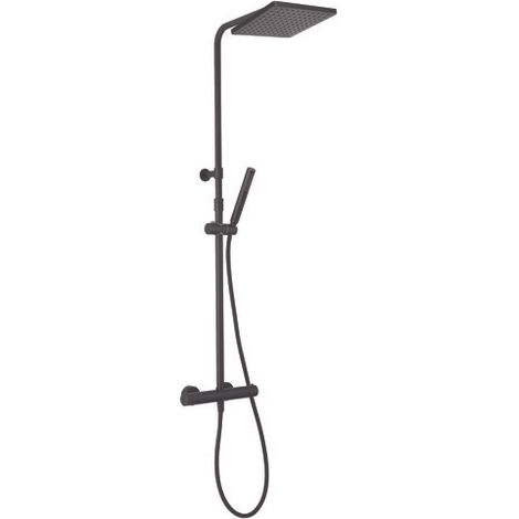 Colonne de douche thermostatique extensible noire mat- Carée