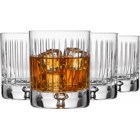 Verres à Whisky, Bourbon et Scotch 250 ml, Lot de 4 – Collection Saga – Verre en Cristal, Taillés – Faits à la Main – Idéal comme Cadeau, Petit, Multicolore Cut 2 (1/5)