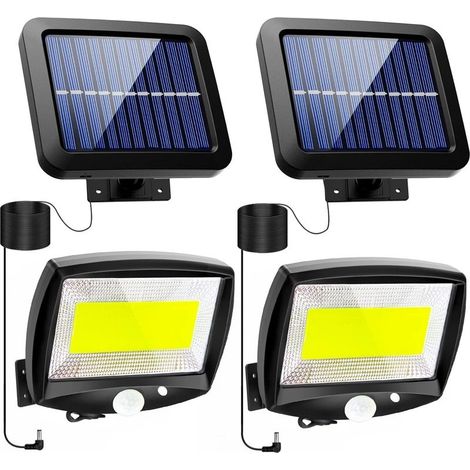 Eclairage Exterieur Solaire, Lampe Solaire Exterieur avec detecteur de mouvement Jardin LED Lumière Solaire Exterieur avec Detecteur Spot étanche Sans Fil Spot IP65 avec 3 Modes pour Patio Garage (1/5)