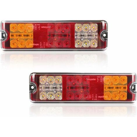 2 Feux Arrière Remorque LED 12V Homologués E 5 Fonctions Freinage Clignotant Recul Position Catadioptre Étanche (1/4)