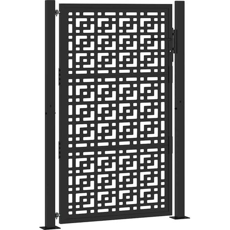 Portail de jardin,Portail de clôture,Portillon de jardin noir 105x155 cm acier conception croisée CFW45647 (1/5)