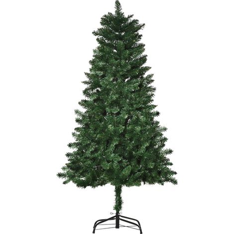 Sapin de Noël artificiel avec 454 branches multifonctionnel pour salon ignifugé, branches, types d'embouts PVC, base pliable support acier, décoration verte l'intérieur. (1/5)
