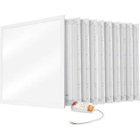 Arum Lighting – Lot de 10 dalles LED plafond 32W équivalent 400W – 600x600mm – 3850 lumens – Sélecteur CCT 3 teintes – Diffuseur PMMA anti-jaunissement