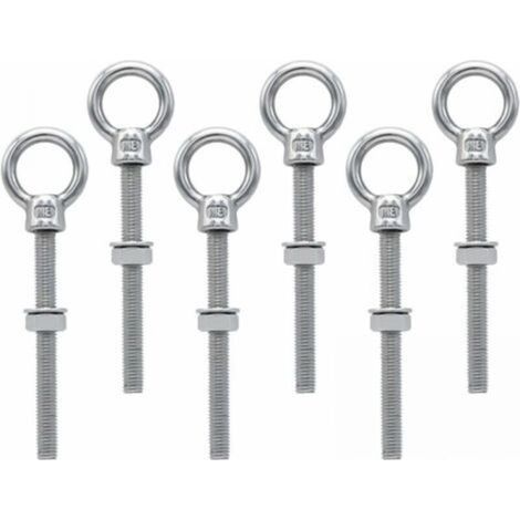 6 pieces, M8 x 80 mm Eye Bolt M8 Ring Screw with Metric Thread Stainless Steel, for fastening and suspension (1/5)