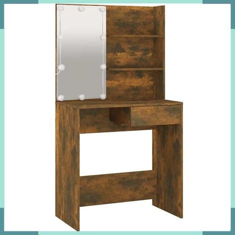Coiffeuse - 820483 - Chêne marron - avec LED - 74,5x40x141 cm (1/5)