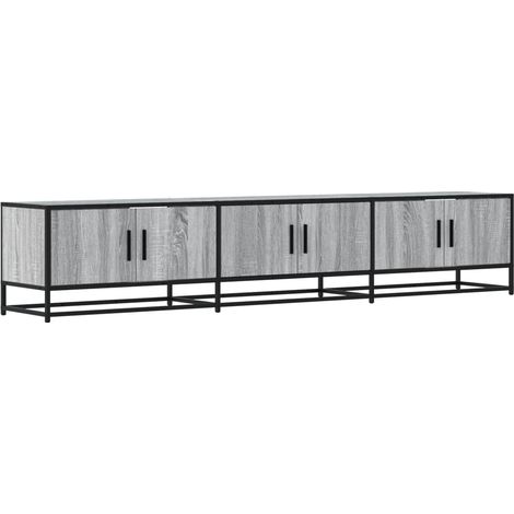Meuble TV multimédia étagère télévision buffet téléviseur salle à manger salon chambre sonoma 210 x 35 x 41 cm bois d'ingénierie gris (1/5)