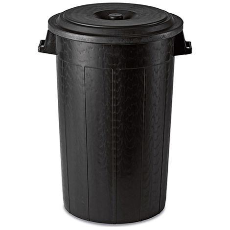 Bidone portarifiuti NERO mastello con coperchio antirandagismo industriale 100 litri pattumiera CON MANICI giardino locali commerciali (1/5)