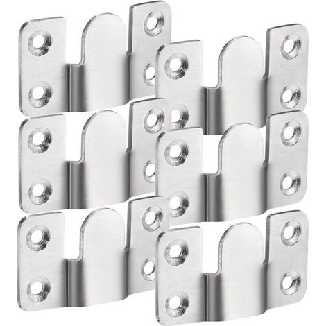 6Pcs Support Montage Dissimulé de Meubles Embarqué Interverrouillage Pendaison, Boucle Quincaillerie Murale en Acier Inoxydable pour Accrocher Miroir Cadre Dosseret Meubles (1/5)