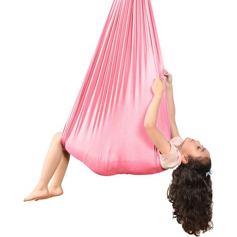 Balançoire sensorielle pour adultes - Hamac réglable pour intérieur et extérieur - Pour enfants - Avec Aspergers idéaux pour l'autisme et le TDAH -rose - Dimensions : 100 x 280 cm